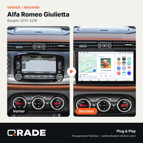 Alfa Romeo Giulietta 2015 - 2018 – Autoradio mit Wireless CarPlay & Android Auto