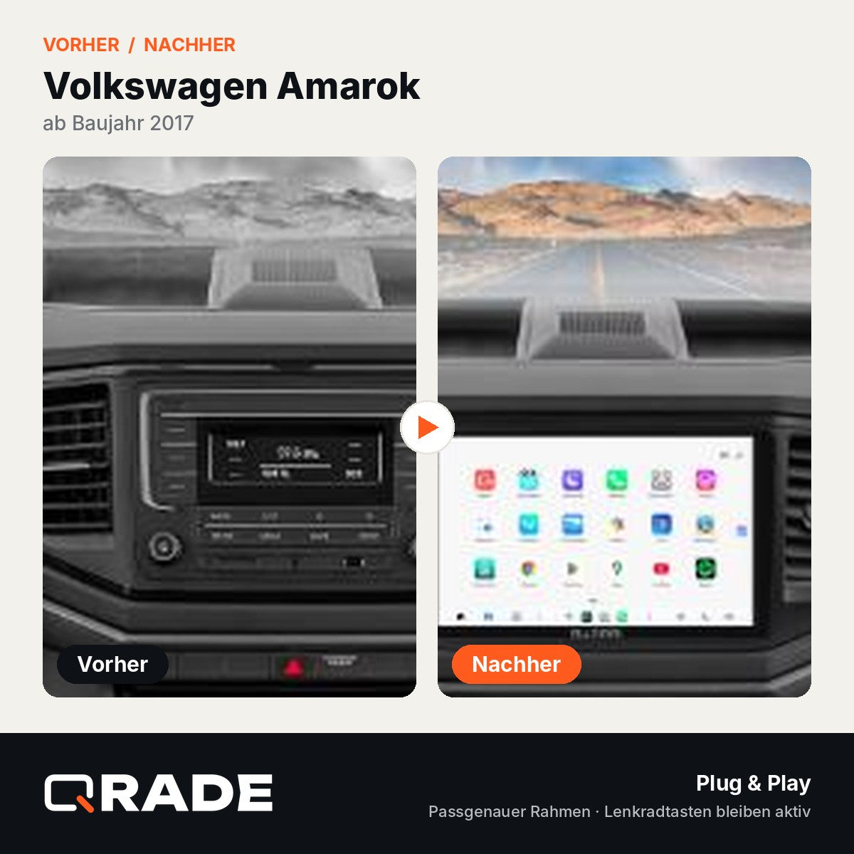 AMAROK 2017 – Autoradio mit Wireless CarPlay & Android Auto