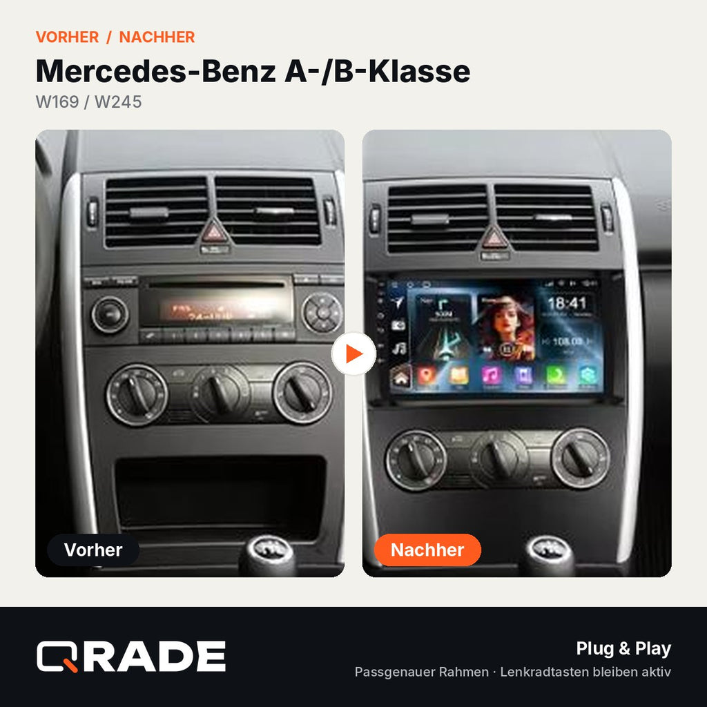 Mercedes Benz B200 – OEM-Look Autoradio mit Wireless CarPlay & Android Auto