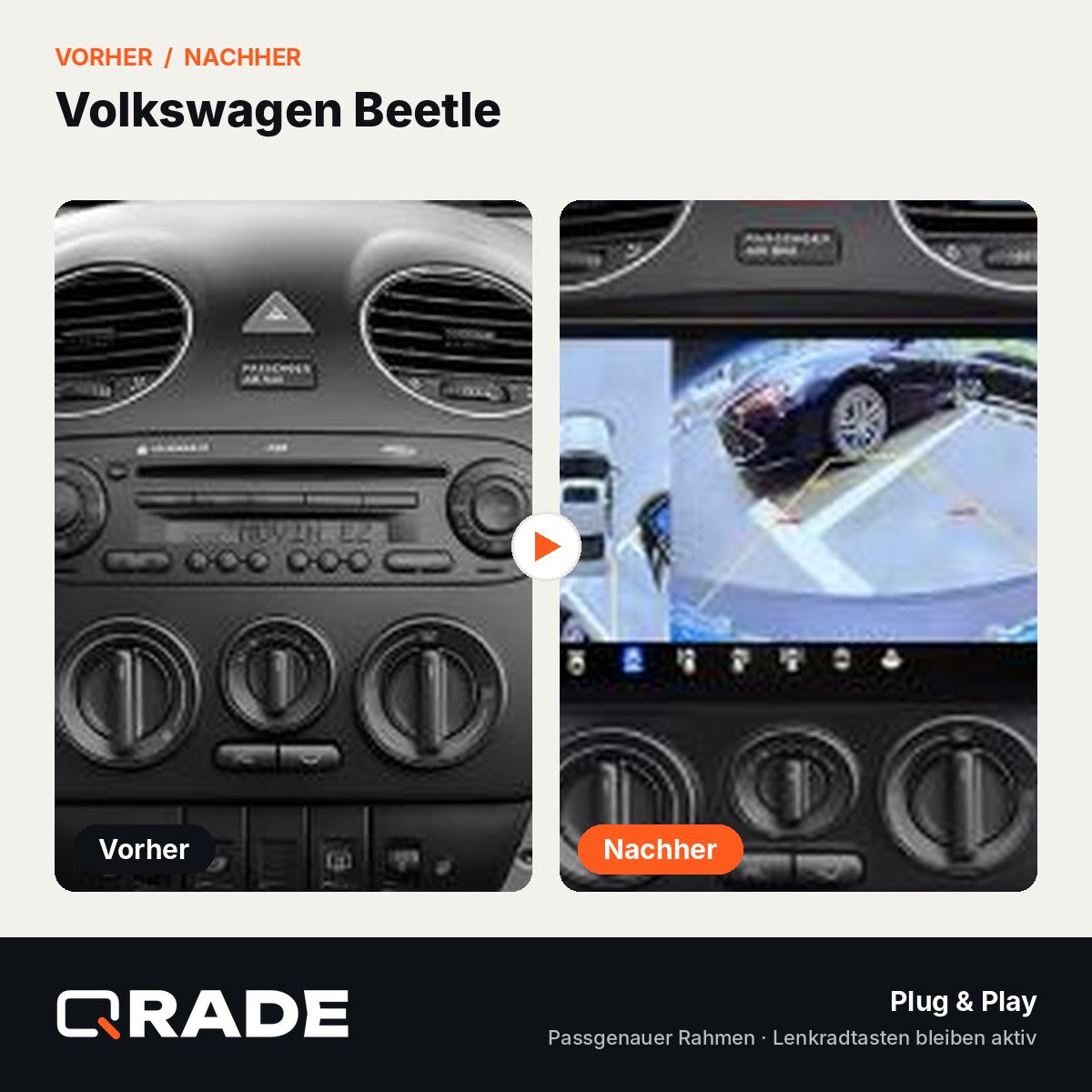 Volkswagen Beetle 2000-2010 – Autoradio mit Wireless CarPlay & Android Auto