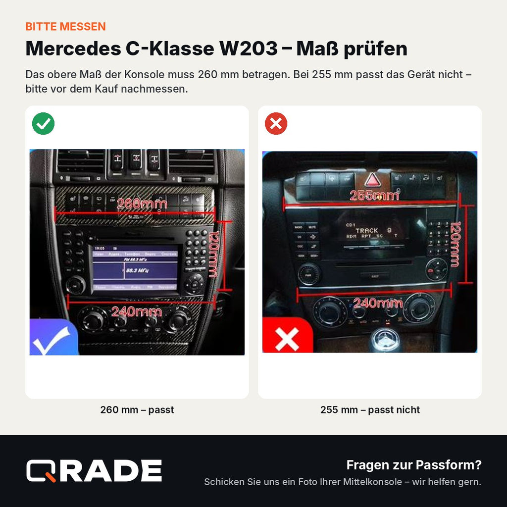 Mercedes Benz C Class W203 2005-2009 C200 C230 C240 C320 C350 CLK W209 – Autoradio mit Wireless CarPlay & Android Auto