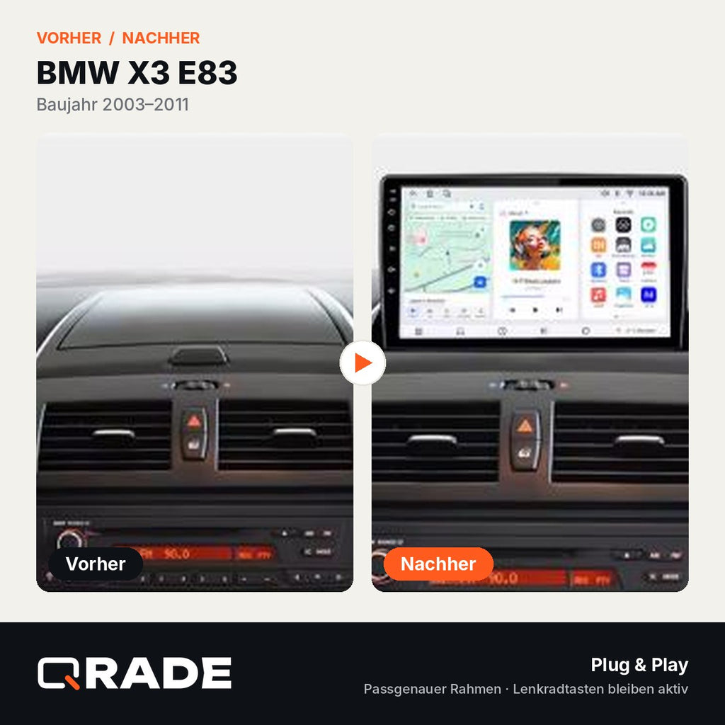 BMW X3 E83 2002-2011 – Autoradio mit Wireless CarPlay & Android Auto