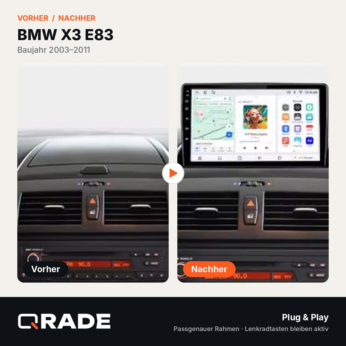 BMW X3 E83 2002-2011 – Autoradio mit Wireless CarPlay & Android Auto