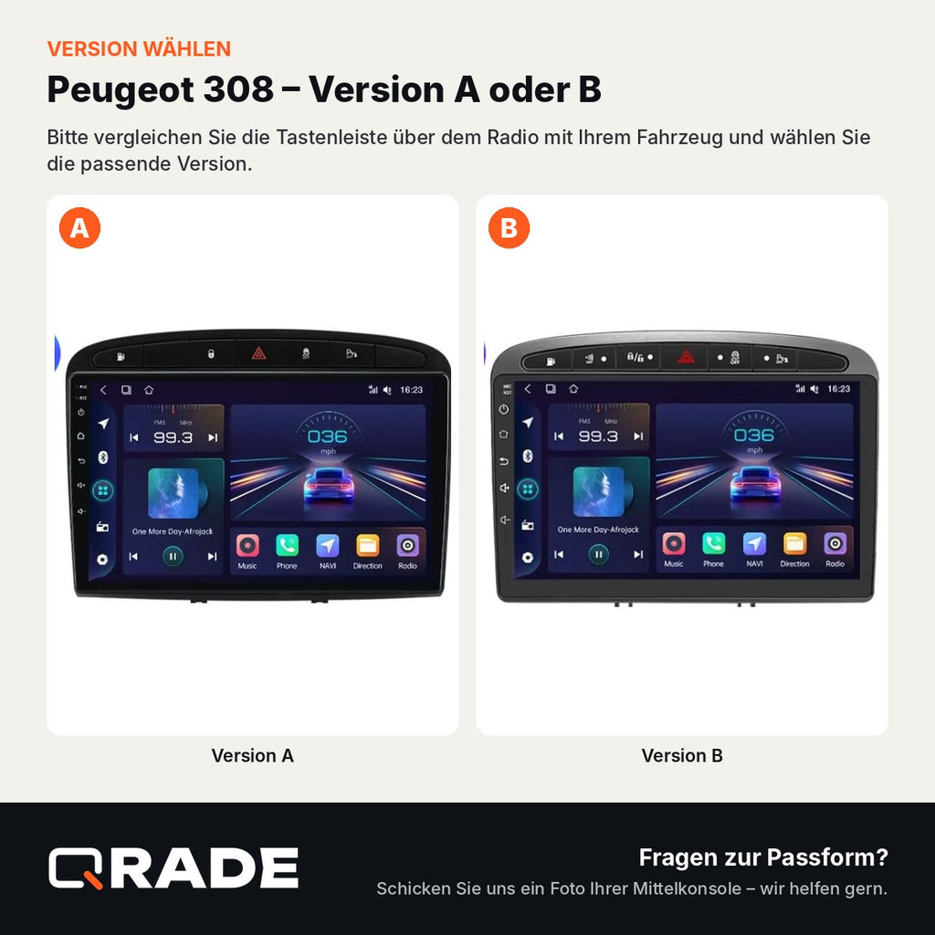 Peugeot 308 2007-2013 – Autoradio mit Wireless CarPlay & Android Auto
