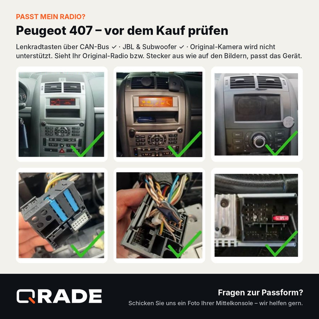 Peugeot 407 2004 - 2011 – Autoradio mit Wireless CarPlay & Android Auto