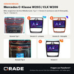 Mercedes Benz C Class CLK Class S203 W203 W209 A209 2000-2005 – Autoradio mit Wireless CarPlay & Android Auto (Rahmen BenzW209（A）)