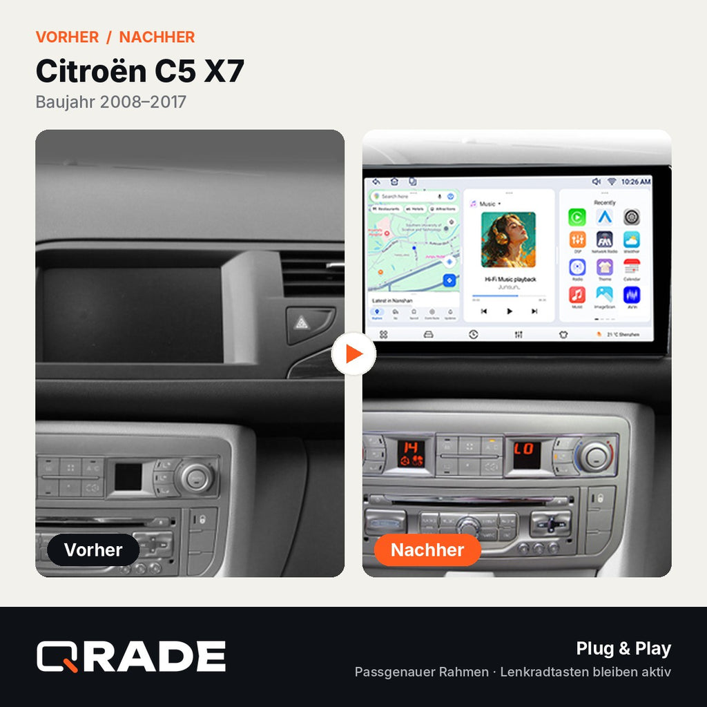 Citroen C5 2008-2017 – Autoradio mit Wireless CarPlay & Android Auto