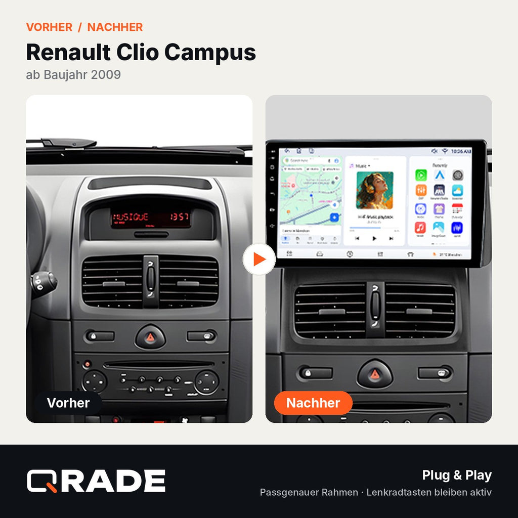 Renault Clio Campus 2009 – Autoradio mit Wireless CarPlay & Android Auto