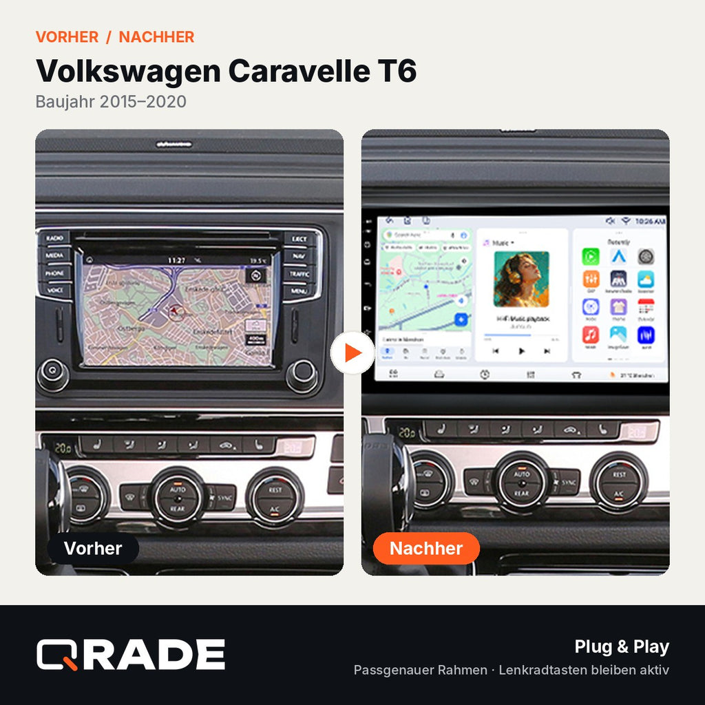 Volkswagen Caravelle 6 2015-2020 – Autoradio mit Wireless CarPlay & Android Auto