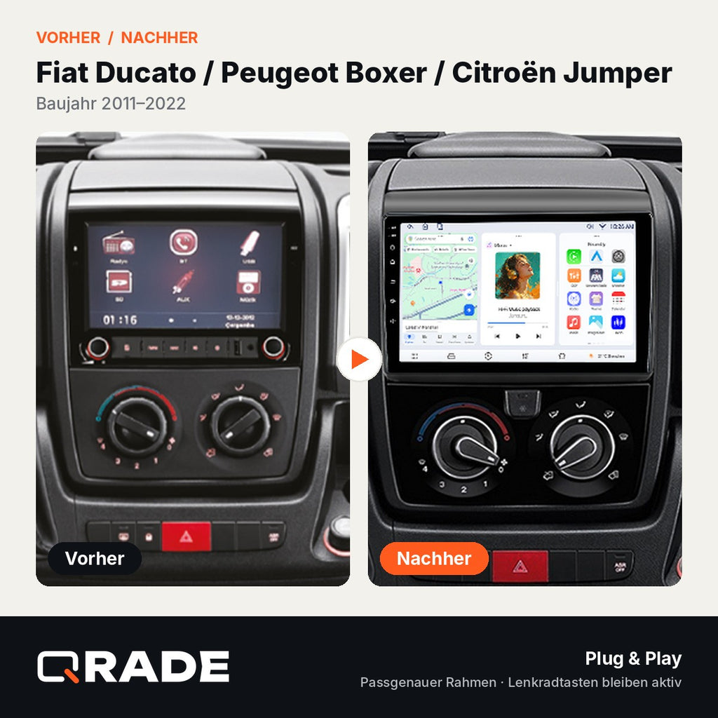 FI053N Fiat Ducato 3 (2011 – 2022), Peugeot Boxer 2 (2011 – 2022), Jumper 2 (2011-2022) – Autoradio mit Wireless CarPlay & Android Auto