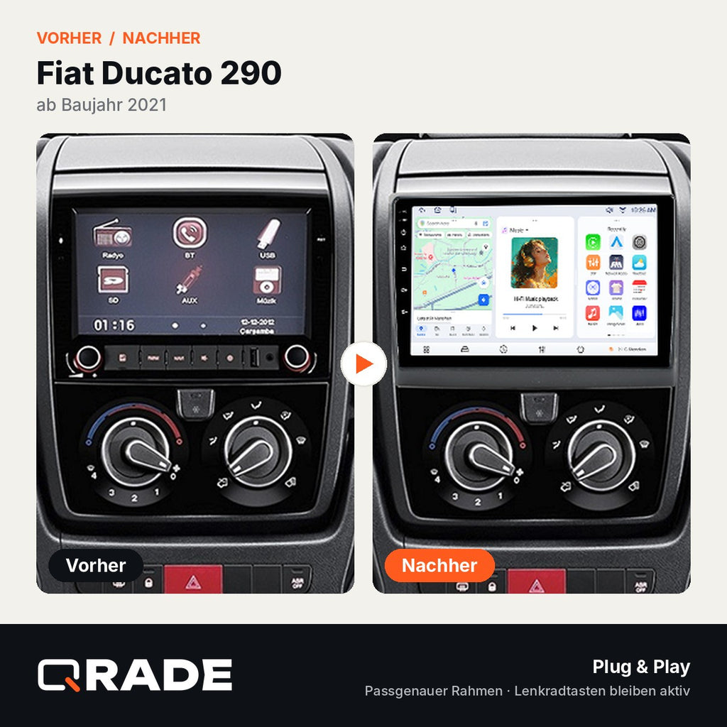 Ducato21 is compatible with Fiat Ducato models from 2021 onward – Autoradio mit Wireless CarPlay & Android Auto
