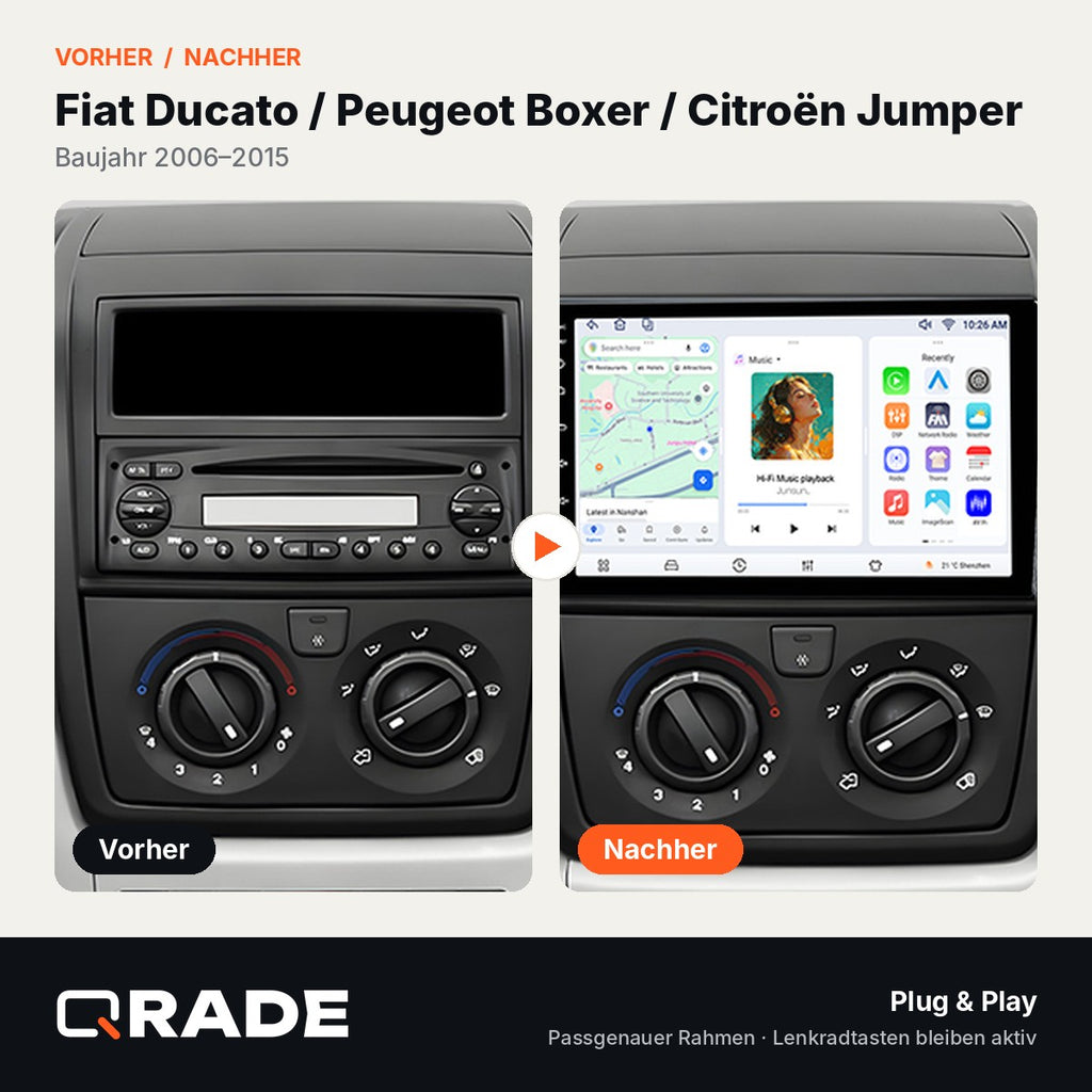 Fiat Ducato 2006-2013 – Autoradio mit Wireless CarPlay & Android Auto