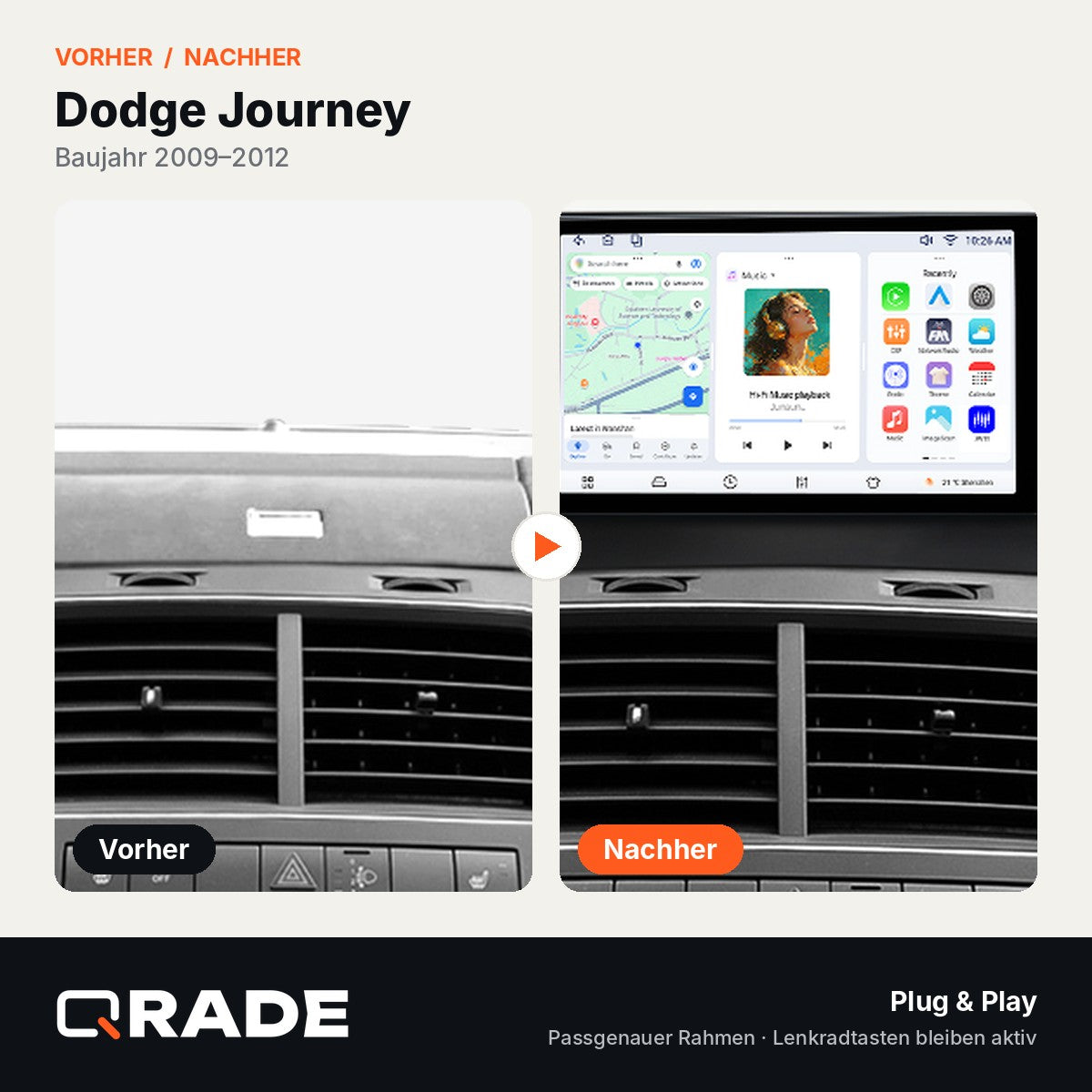 Dodge Journey 2009-2012 – Autoradio mit Wireless CarPlay & Android Auto