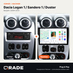 Renault Logan 1 Sandero 2009-2015 – Autoradio mit Wireless CarPlay & Android Auto (Rahmen Logan913（A）)