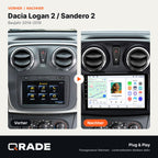Renault Logan 2 Sandero 2014-2019 – Autoradio mit Wireless CarPlay & Android Auto (Rahmen Logan149-Y-GP （B）)