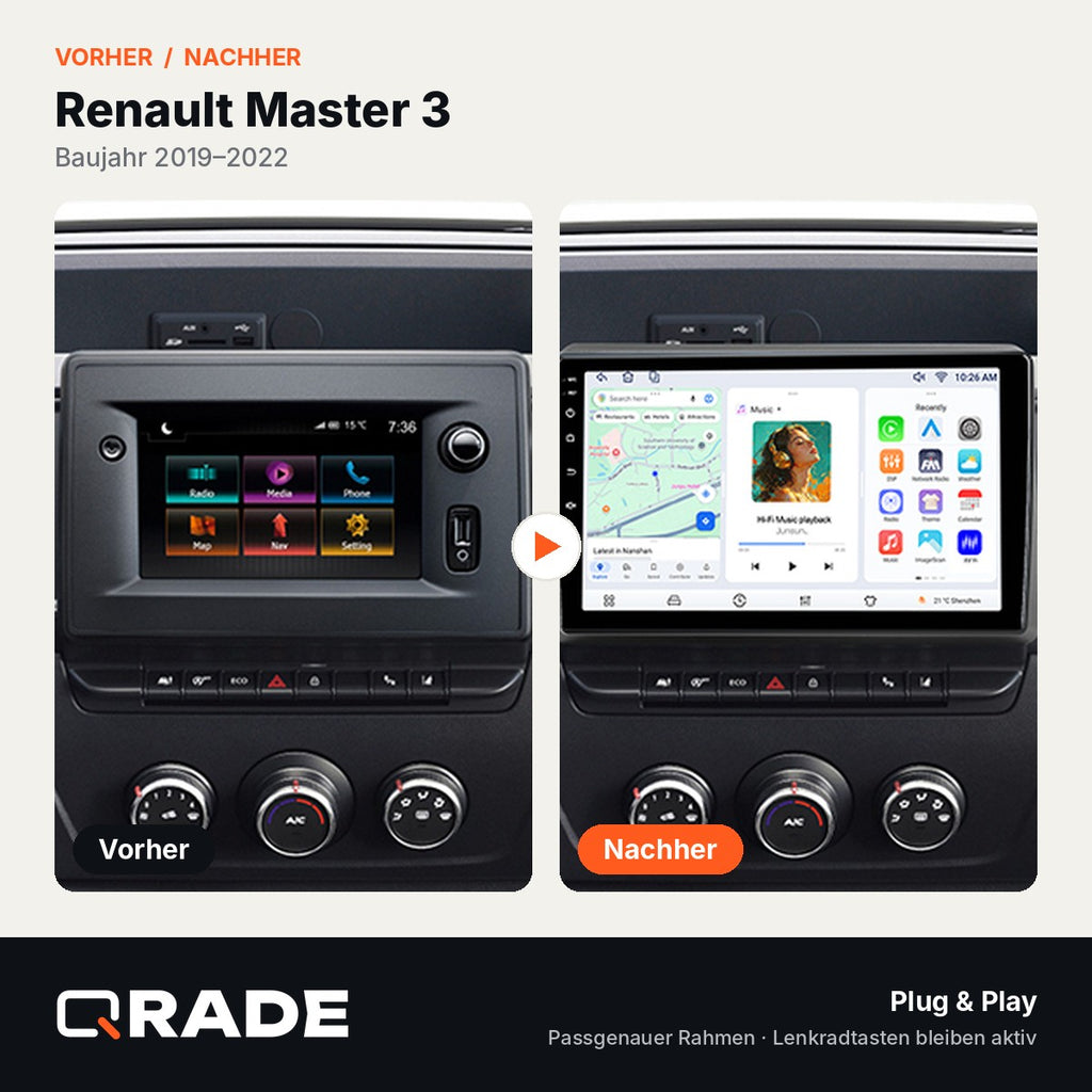 Renault Master 2019-2022 – Autoradio mit Wireless CarPlay & Android Auto