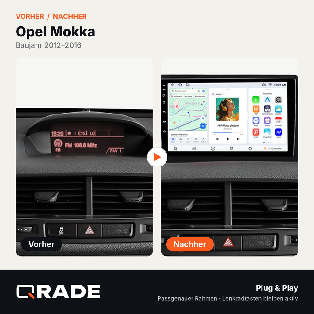 Opel Mokka 2012-2016 – Autoradio mit Wireless CarPlay & Android Auto