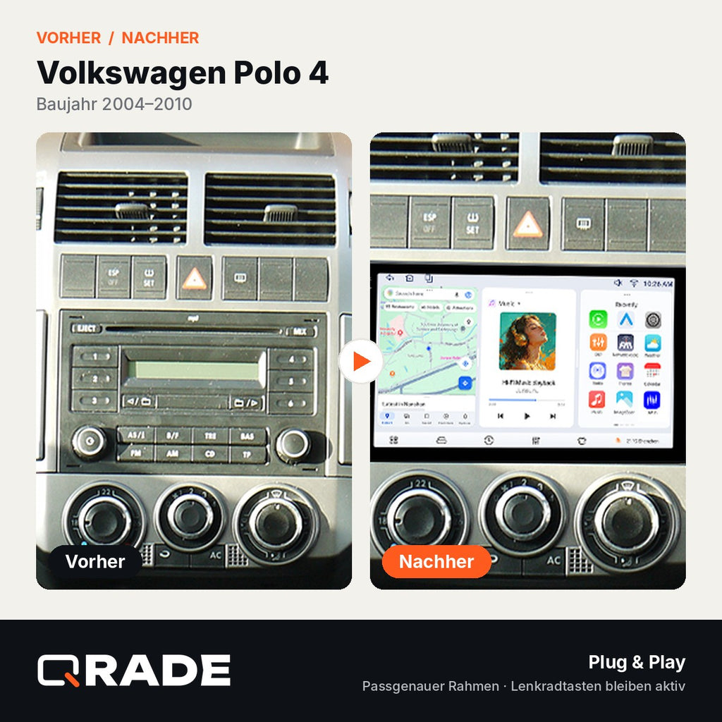 POLO (9INCH)2004-2010 – Autoradio mit Wireless CarPlay & Android Auto