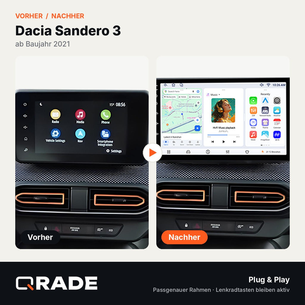 Renault Sandero 2021 – Autoradio mit Wireless CarPlay & Android Auto