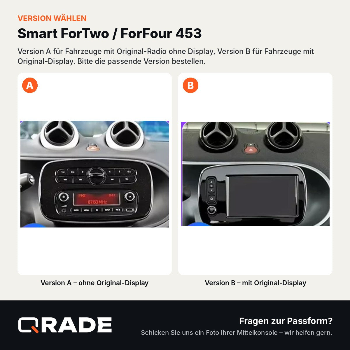 453 without OEM SCREEN – Autoradio mit Wireless CarPlay & Android Auto