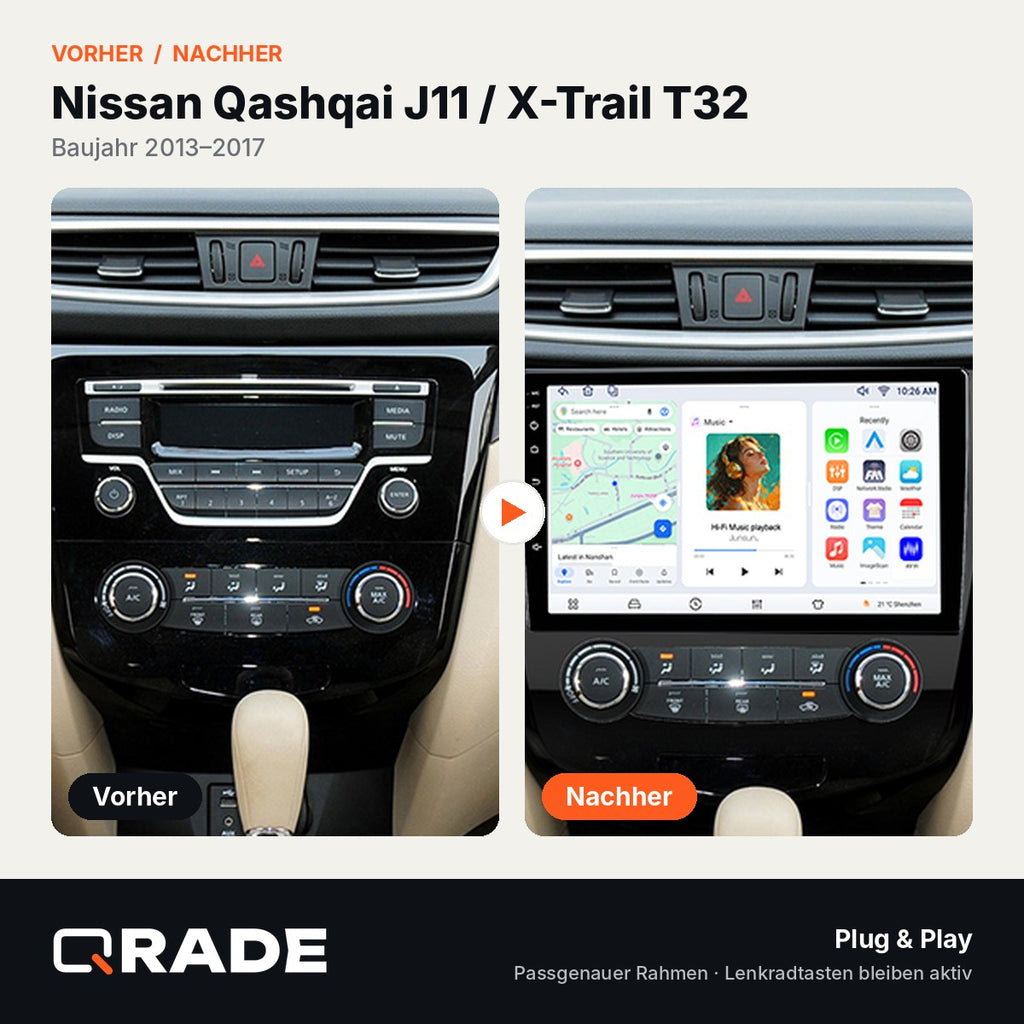 Nissan Qashqai X trail 2014-2017 WITH 5.3INCH OEM screen – Autoradio mit Wireless CarPlay & Android Auto