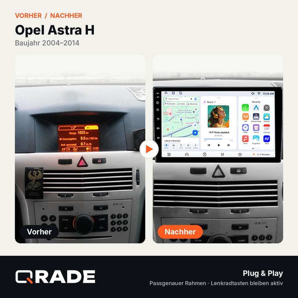 Opel Astra H/Zafira B 2004 -2014 – Autoradio mit Wireless CarPlay & Android Auto