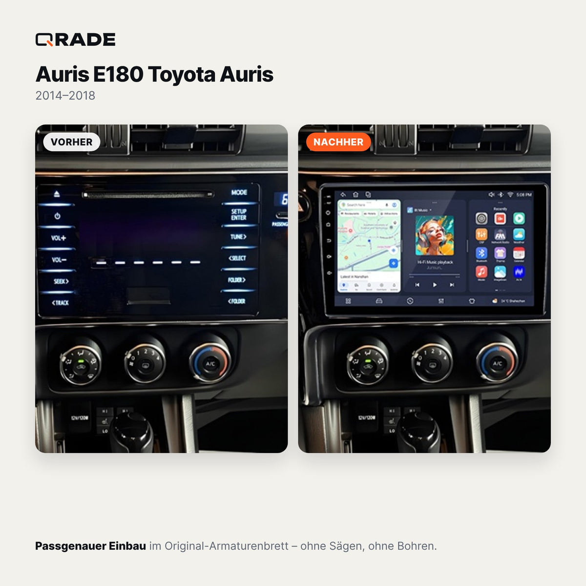 Auris E180 Toyota Auris 2014-2018 – Autoradio mit Wireless CarPlay & Android Auto