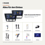 Lieferumfang: BMW 1er E81/E82/E87/E88 (2004–2011) – Qrade Autoradio mit Rahmen und Kabelsatz