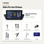 Lieferumfang: BMW X1 E84 (2009–2012) – Qrade Autoradio mit Rahmen und Kabelsatz