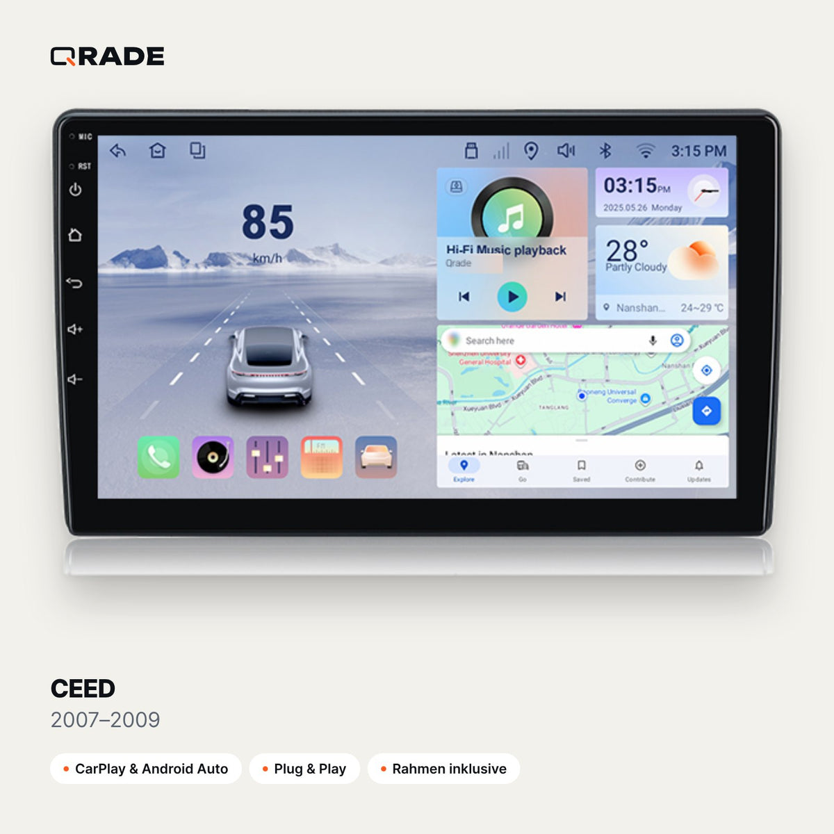 CEED 2007–2009 – Autoradio mit Wireless CarPlay & Android Auto