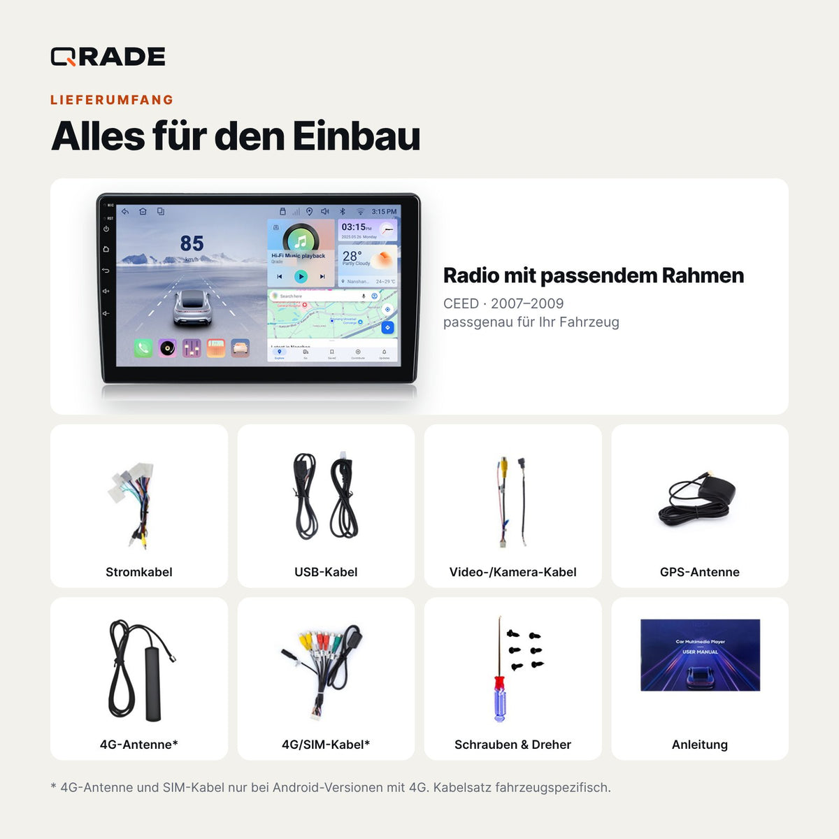 CEED 2007 -2009 – Autoradio mit Wireless CarPlay & Android Auto