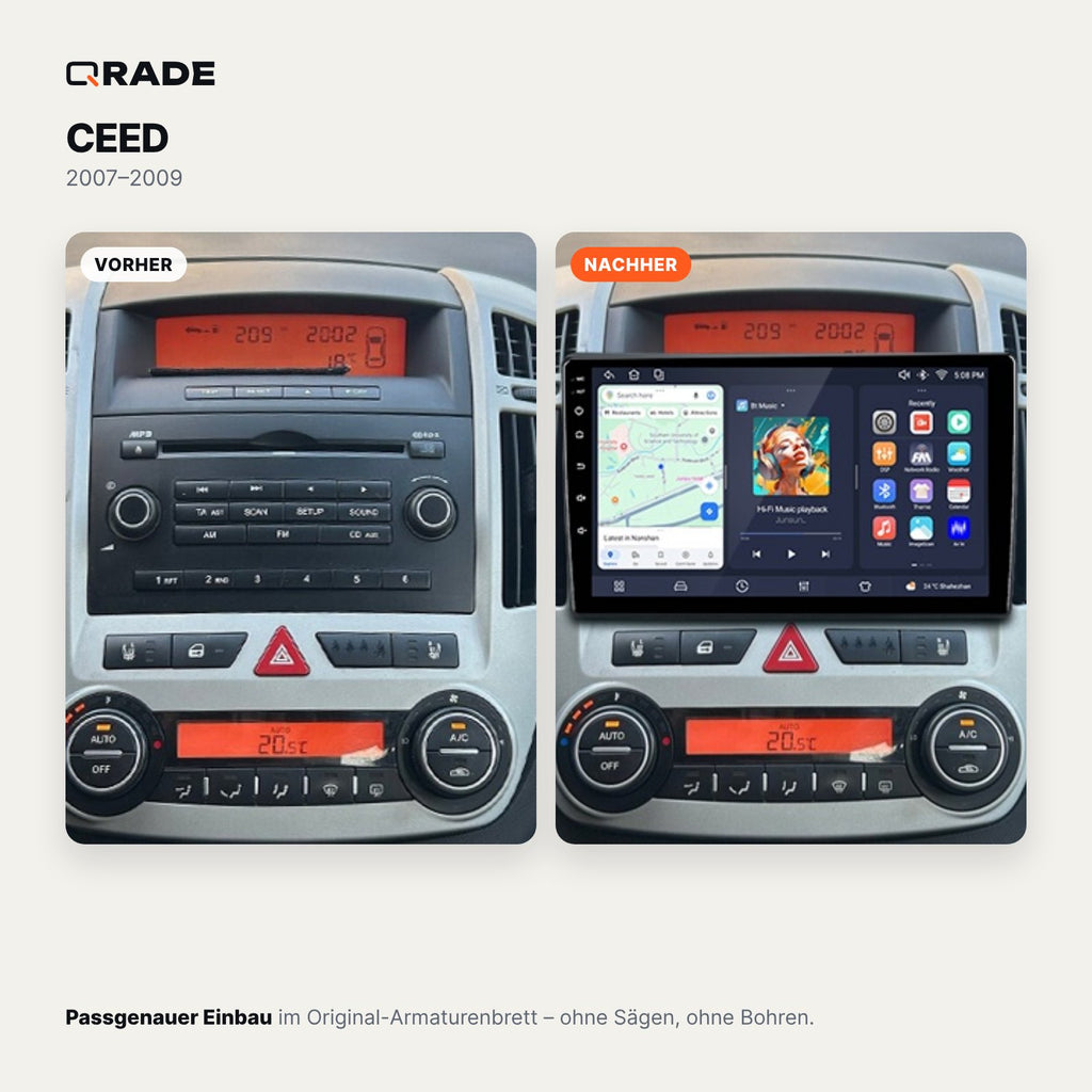 CEED 2007 -2009 – Autoradio mit Wireless CarPlay & Android Auto