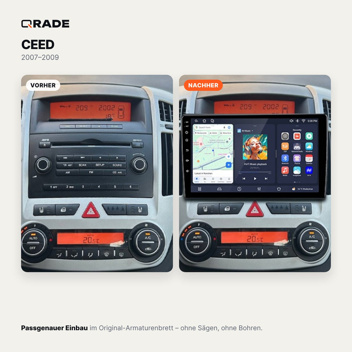 CEED 2007 -2009 – Autoradio mit Wireless CarPlay & Android Auto