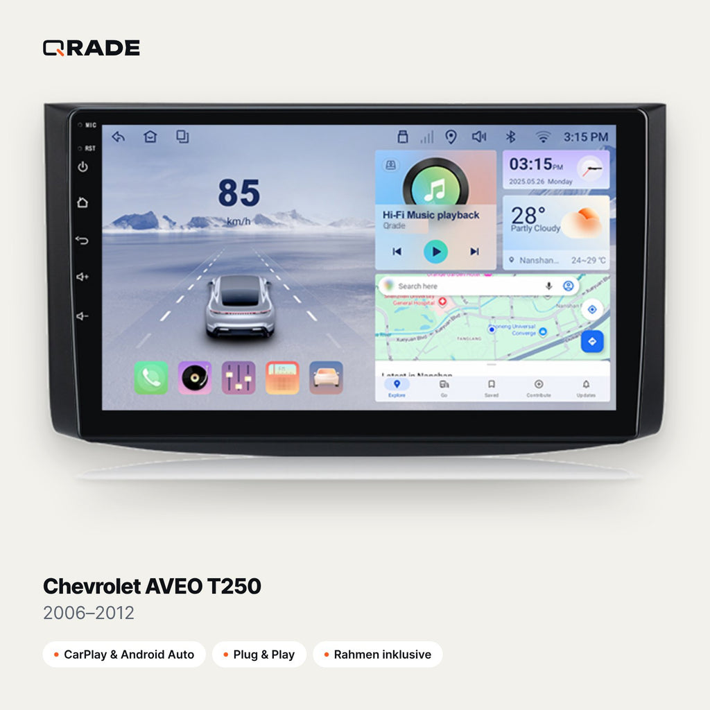 Chevrolet AVEO T250 2006–2012 – Autoradio mit Wireless CarPlay & Android Auto