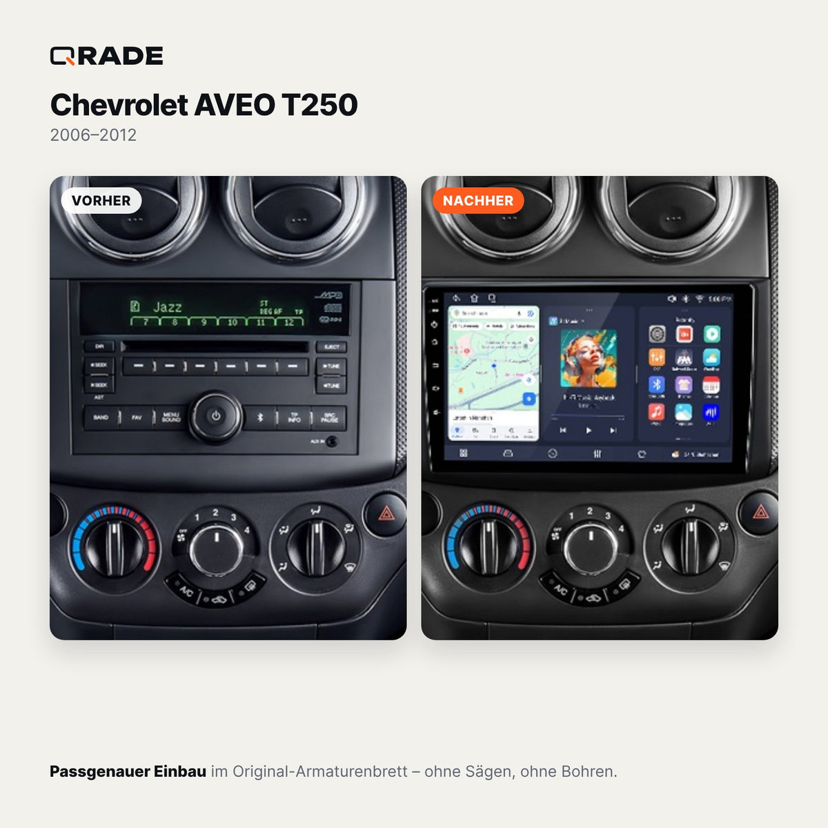 Chevrolet AVEO T250 2006-2012 – Autoradio mit Wireless CarPlay & Android Auto