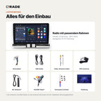 Lieferumfang: Citroën C3 Aircross (2017–2023) – Qrade Autoradio mit Rahmen und Kabelsatz