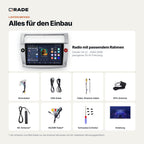 Lieferumfang: Citroën C4 LC (2004–2009) – Qrade Autoradio mit Rahmen und Kabelsatz