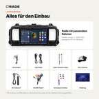 Lieferumfang: Citroën Jumpy 3 (2006–2021) – Qrade Autoradio mit Rahmen und Kabelsatz