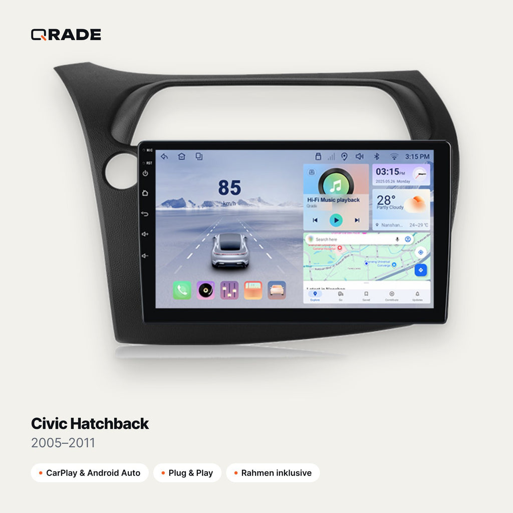 Civic Hatchback 2005–2011 – Autoradio mit Wireless CarPlay & Android Auto