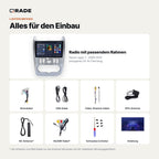 Lieferumfang: Dacia Logan 1 (2009–2015) – Qrade Autoradio mit Rahmen und Kabelsatz