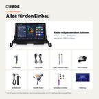 Lieferumfang: Dodge Journey (2009–2012) – Qrade Autoradio mit Rahmen und Kabelsatz