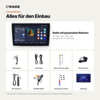 Lieferumfang: Fiat Bravo 198 (2007–2012) – Qrade Autoradio mit Rahmen und Kabelsatz