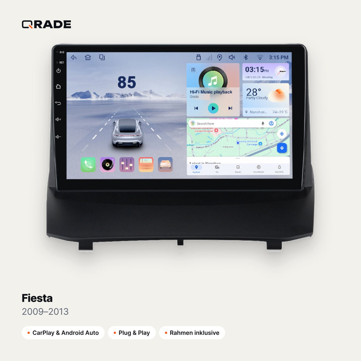 Fiesta 2009–2013 – Autoradio mit Wireless CarPlay & Android Auto