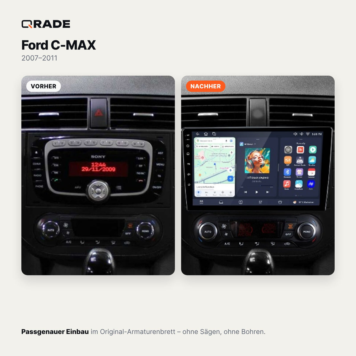 Ford C-MAX 2007-2011 – Autoradio mit Wireless CarPlay & Android Auto
