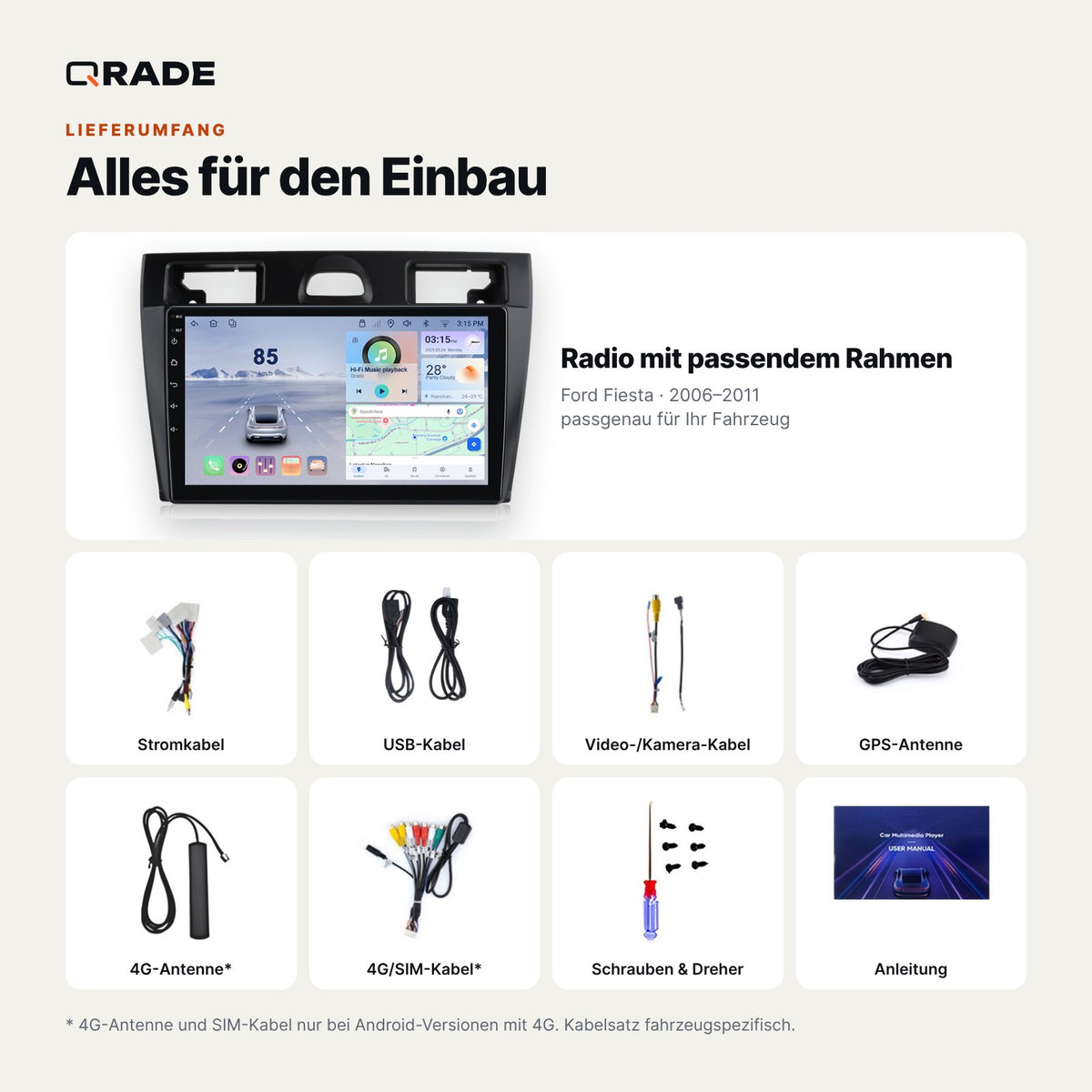 Ford Fiesta 2006-2011 – Autoradio mit Wireless CarPlay & Android Auto