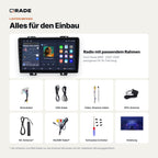 Lieferumfang: Ford Fiesta MK6 (2002–2005) – Qrade Autoradio mit Rahmen und Kabelsatz
