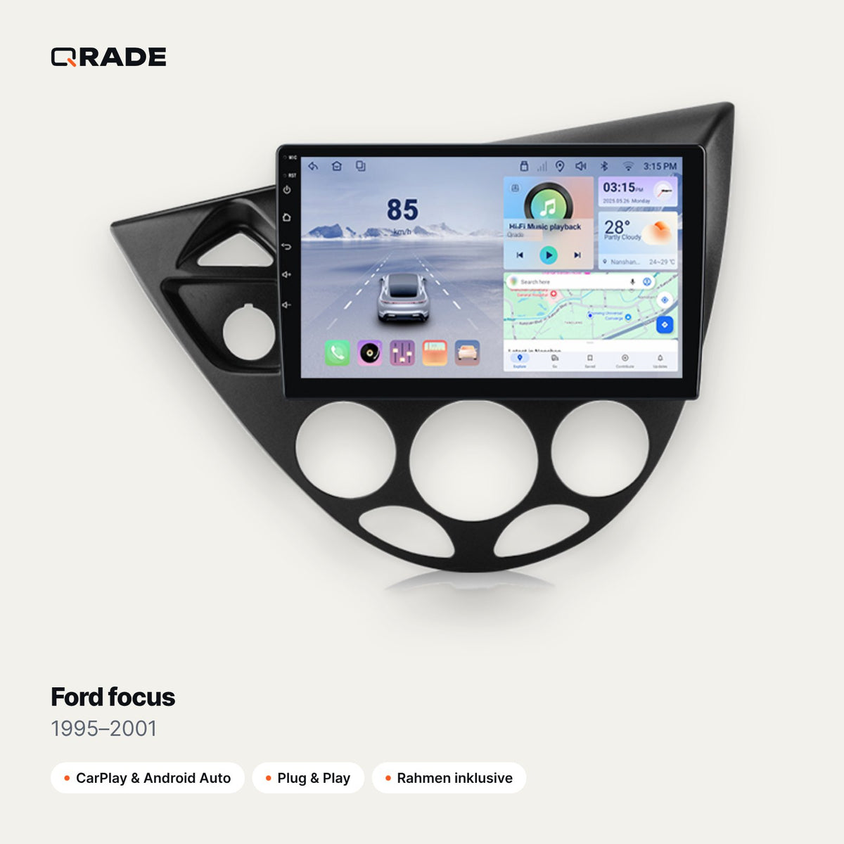 Ford focus 1995–2001 – Autoradio mit Wireless CarPlay & Android Auto