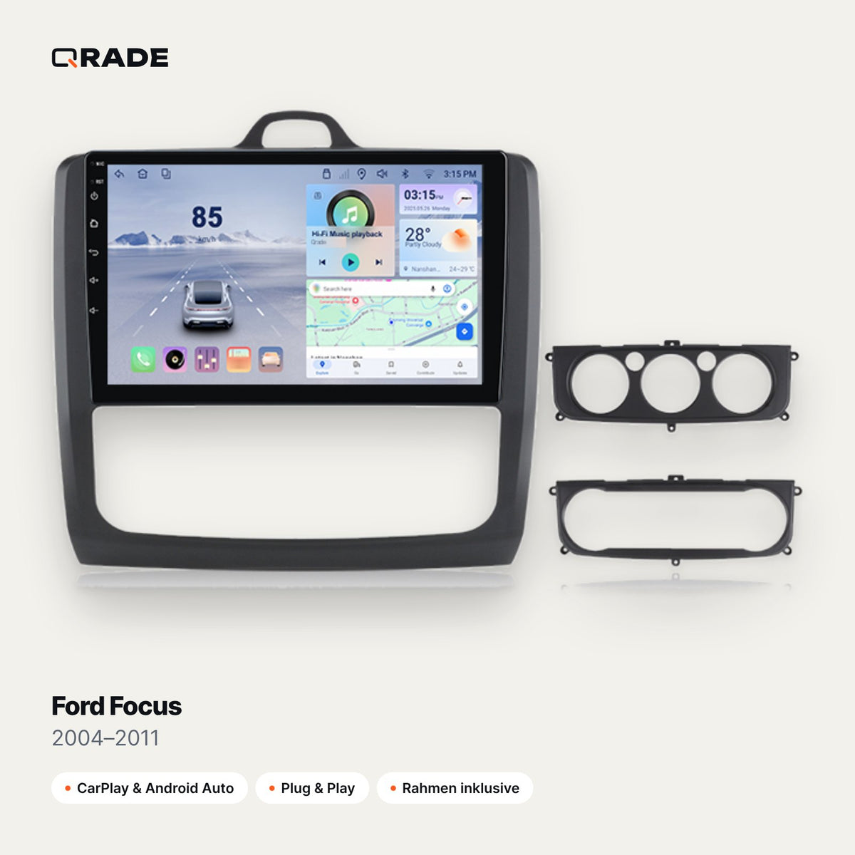 Ford Focus 2004–2011 – Autoradio mit Wireless CarPlay & Android Auto