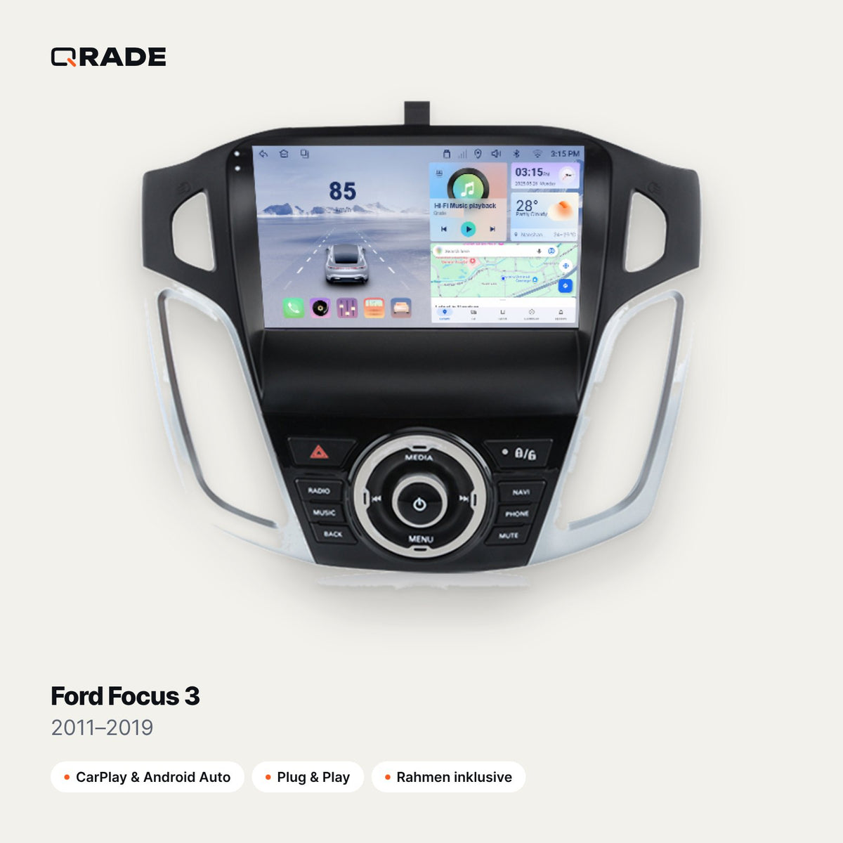 Ford Focus 3 2011–2019 – Autoradio mit Wireless CarPlay & Android Auto