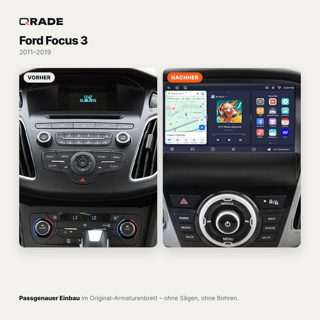 Ford Focus 3 2011-2019 – Autoradio mit Wireless CarPlay & Android Auto